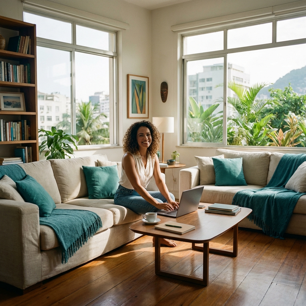 Pessoa trabalhando de casa com tranquilidade